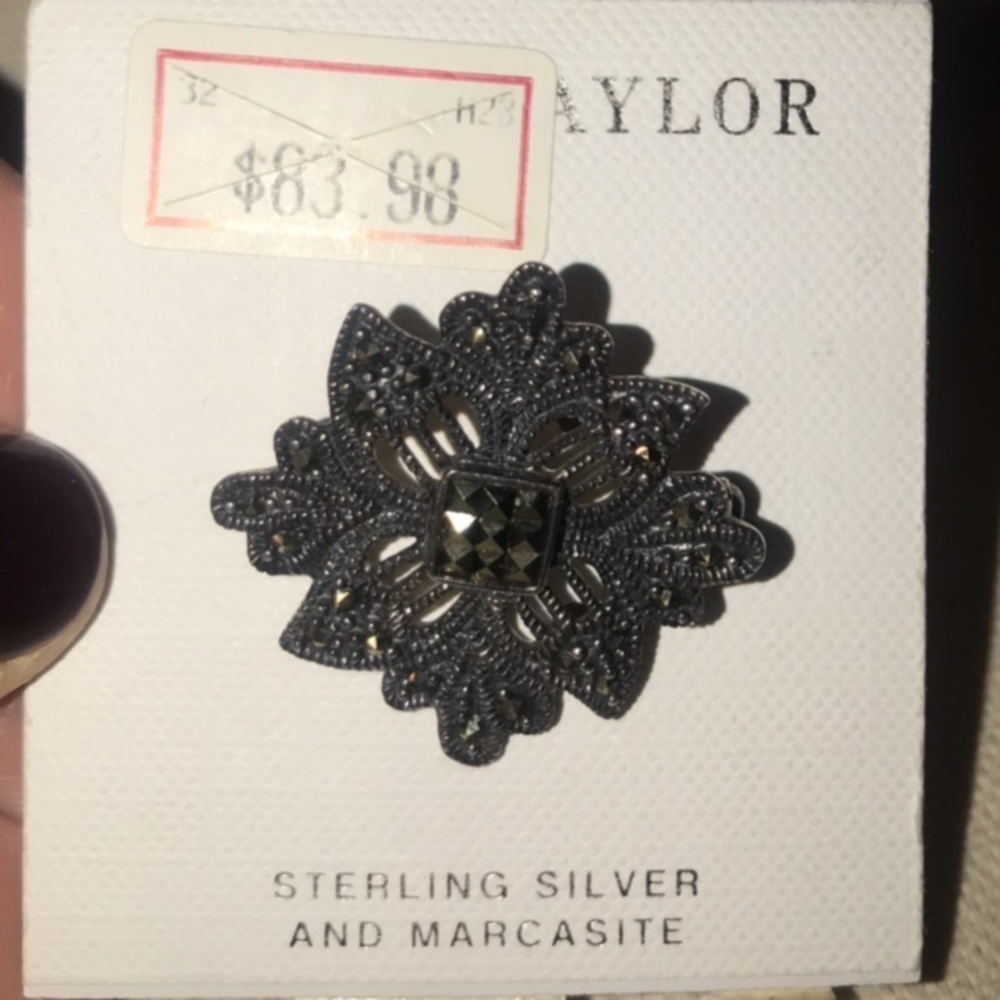 NEW lord and Taylor sterling marcasite pin